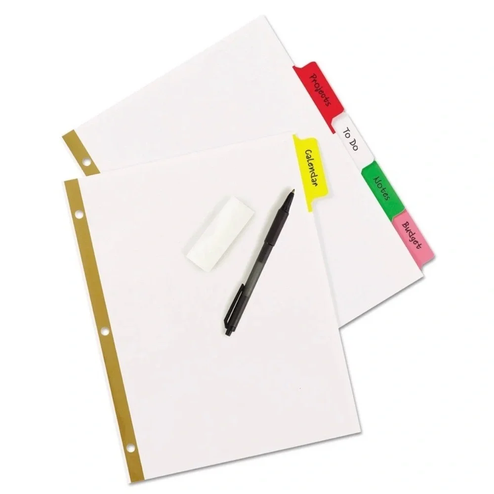 Avery Write & Erase 5-Tab Dividers – Red, Yellow, Green, Blue, Pink